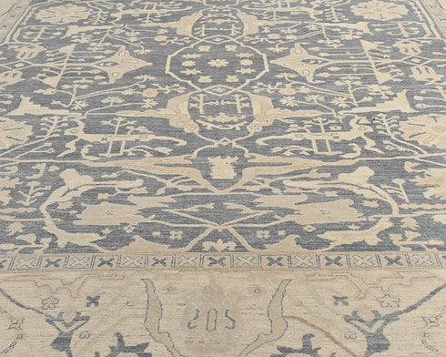 12x14 Ziegler Gray Afghan Hand Knotted Wool Area Rug